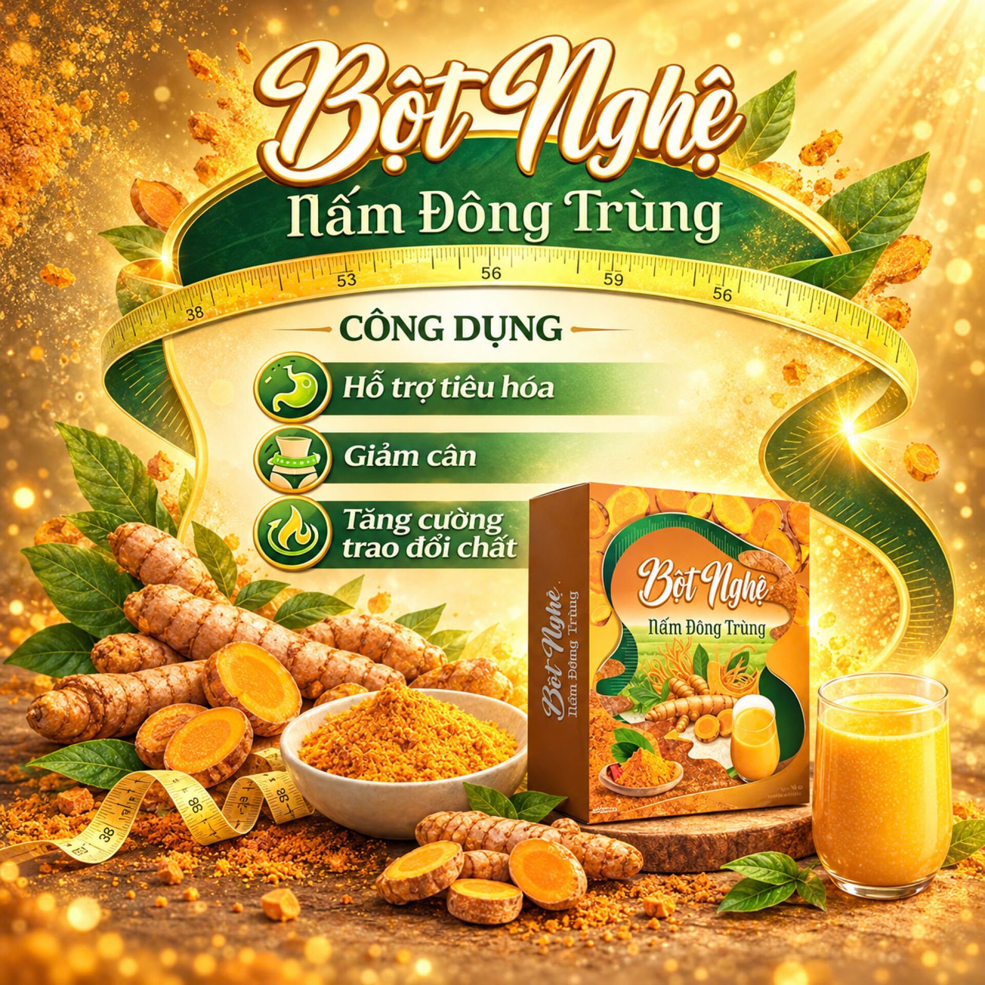 Bột nghệ nấm đông trùng