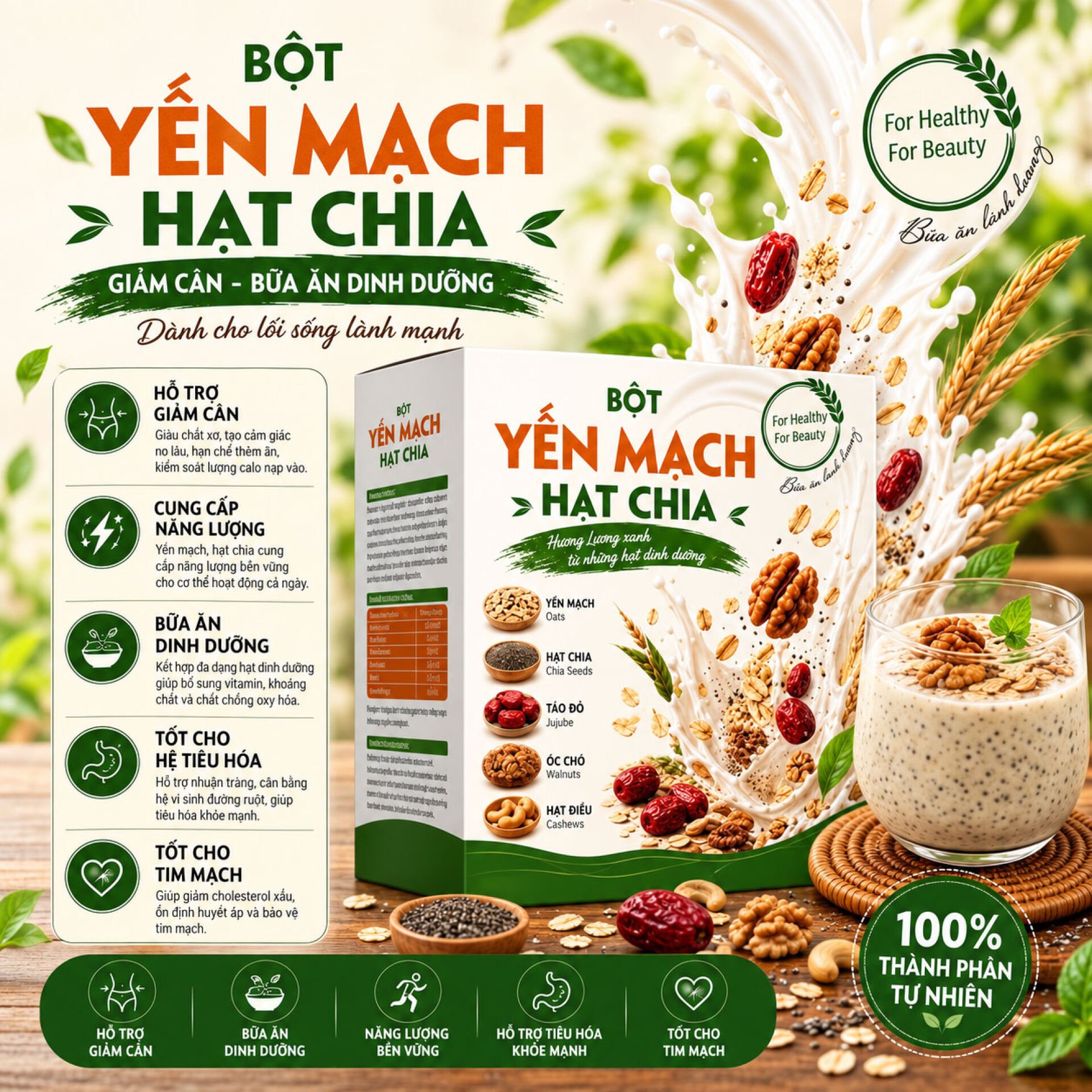 Bột yến mạch hạt chia