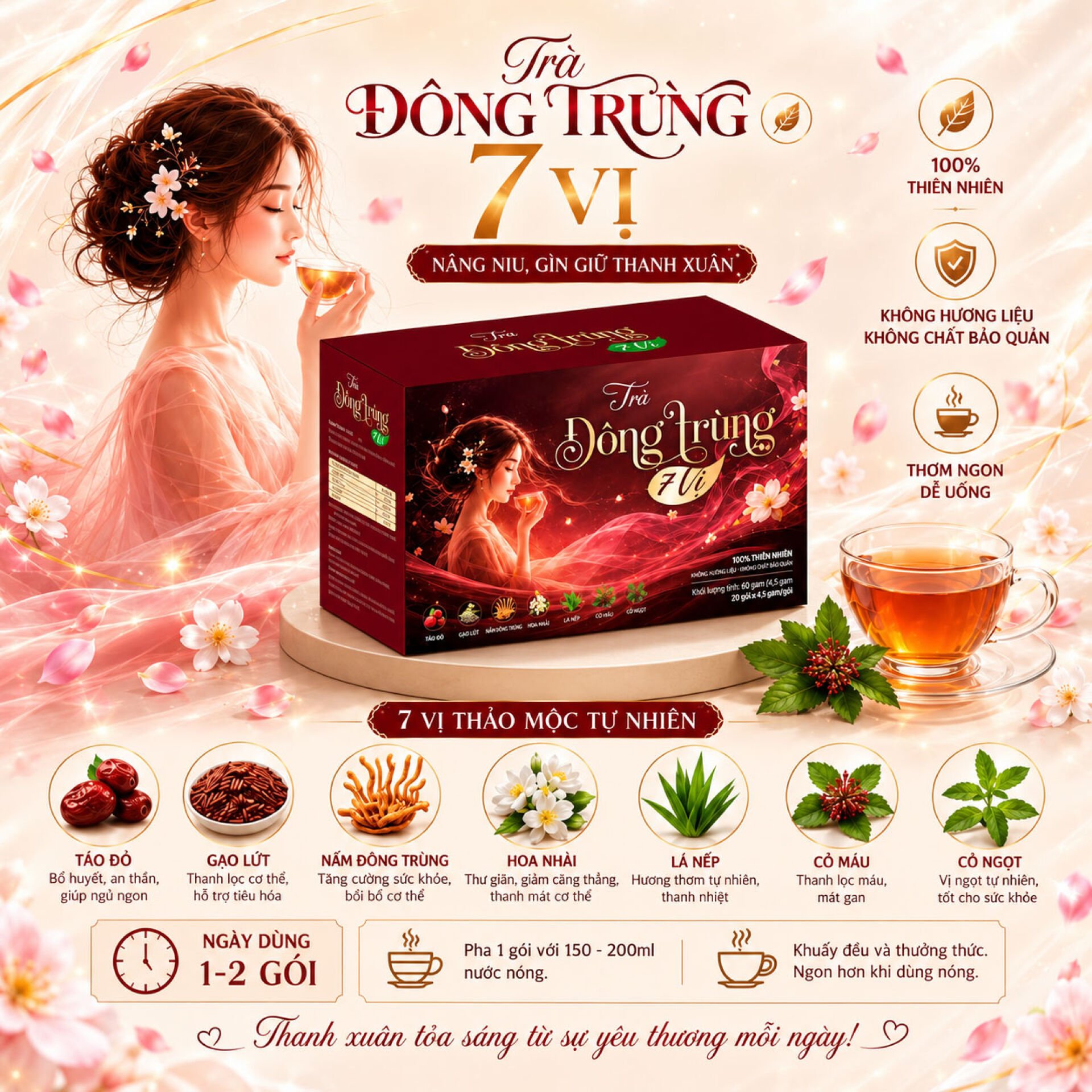 Trà đông trùng 7 vị