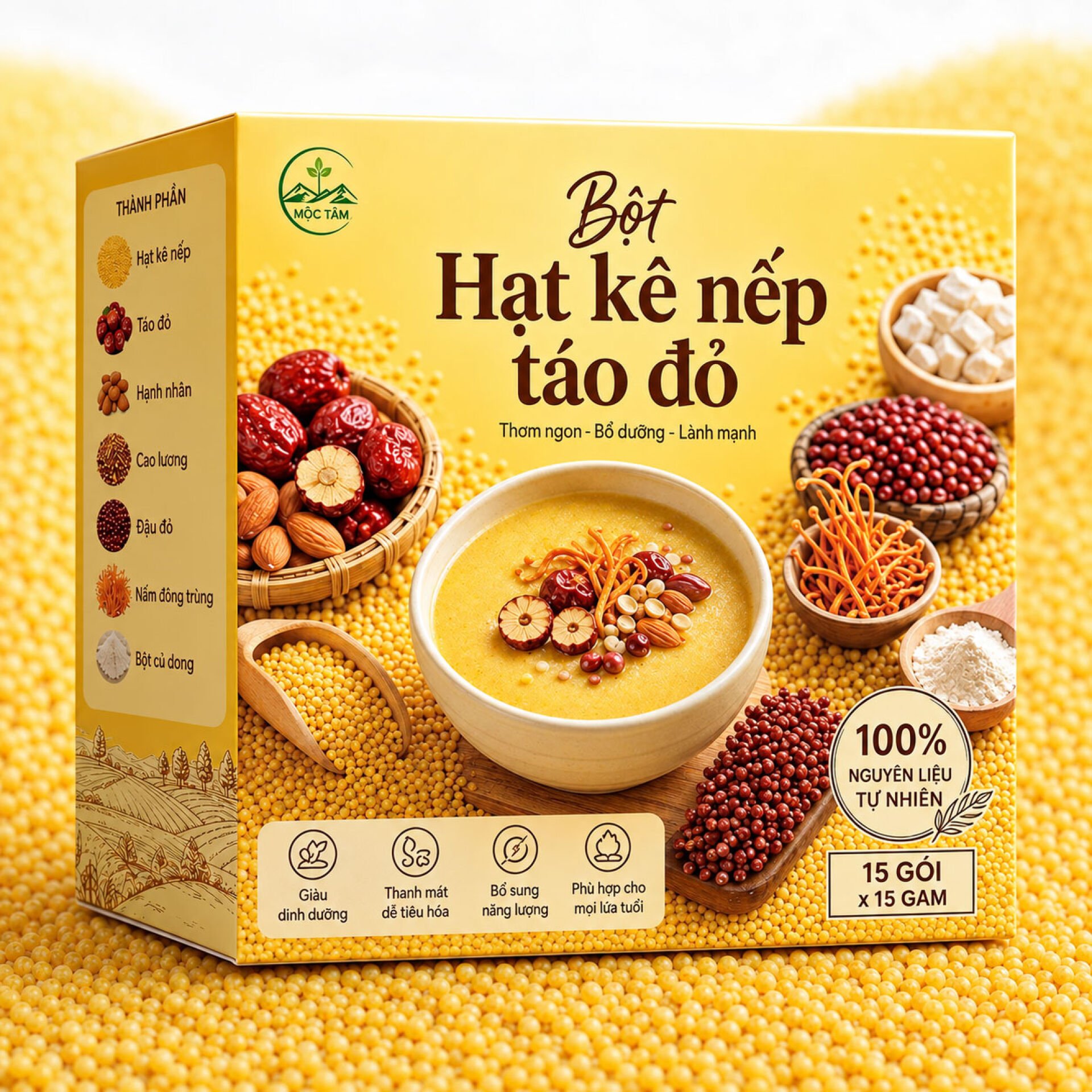 Bột hạt kê nếp táo đỏ mộc tâm