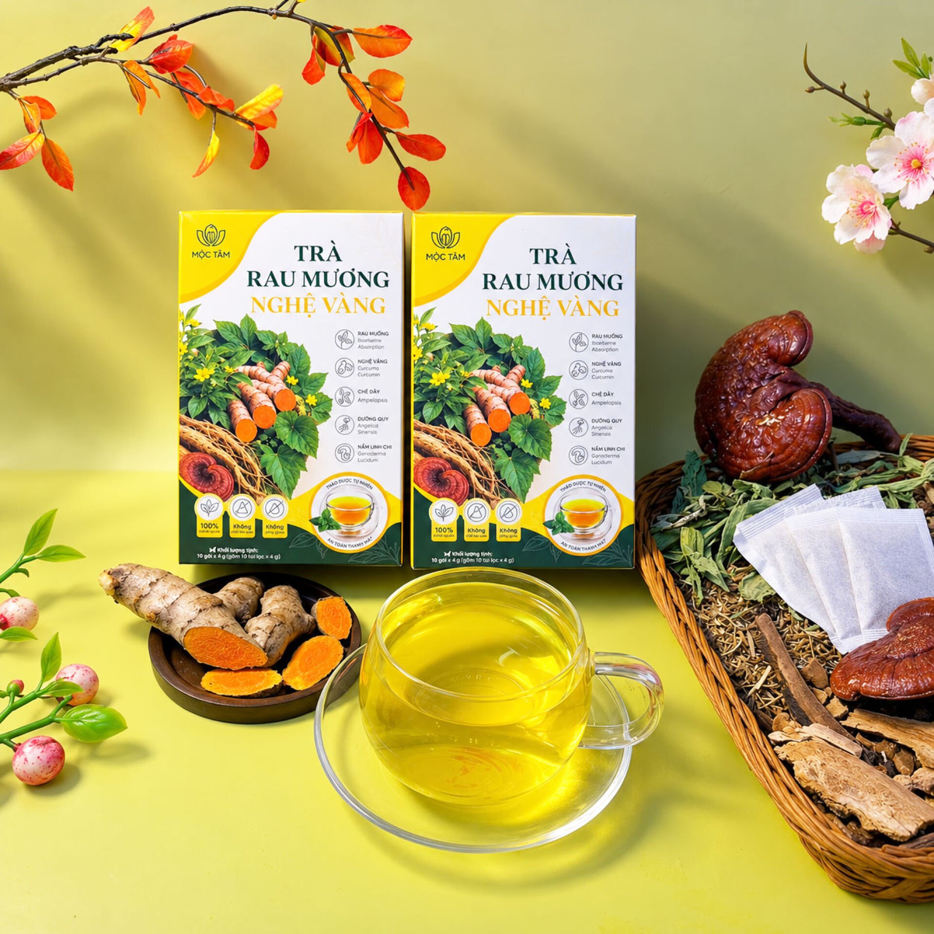 Trà rau mương nghệ vàng